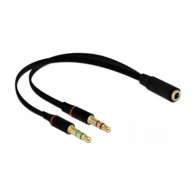 Delock Headset Adapter 1 x 3,5 mm 4 Pin Klinkenbuchse zu 2 x 3,5 mm 3 Pin Klinkenstecker