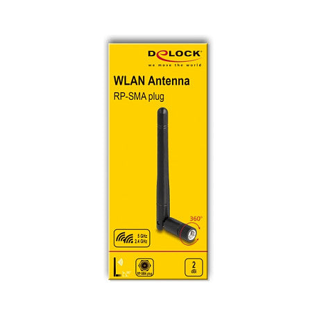 WLAN 802.11 ac/ax/a/b/g/n Antenne RP-SMA Stecker 2 dBi omnidirektional mit Kippgelenk schwarz