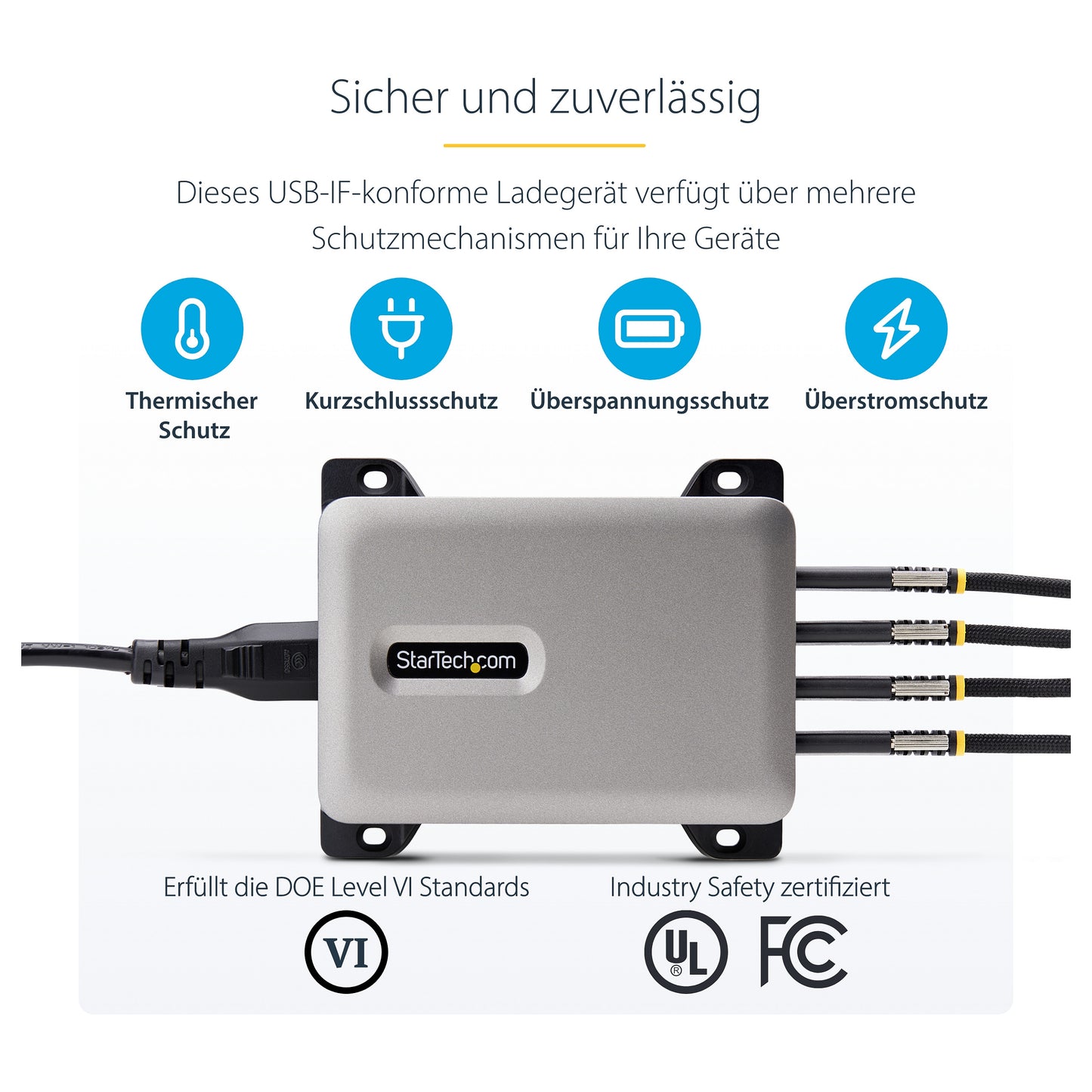 StarTech 4 Port USB C GaN Ladegerät 240W PD 3.1 Silber