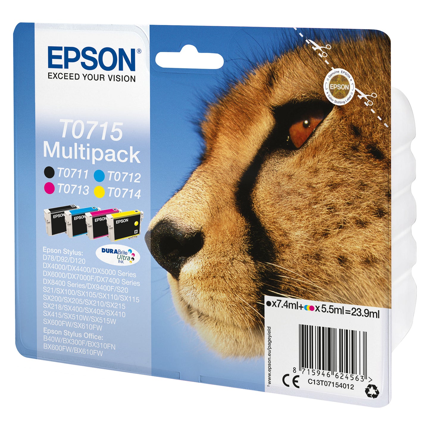 Epson Tinte T0715 4er-Pack black + color T0715