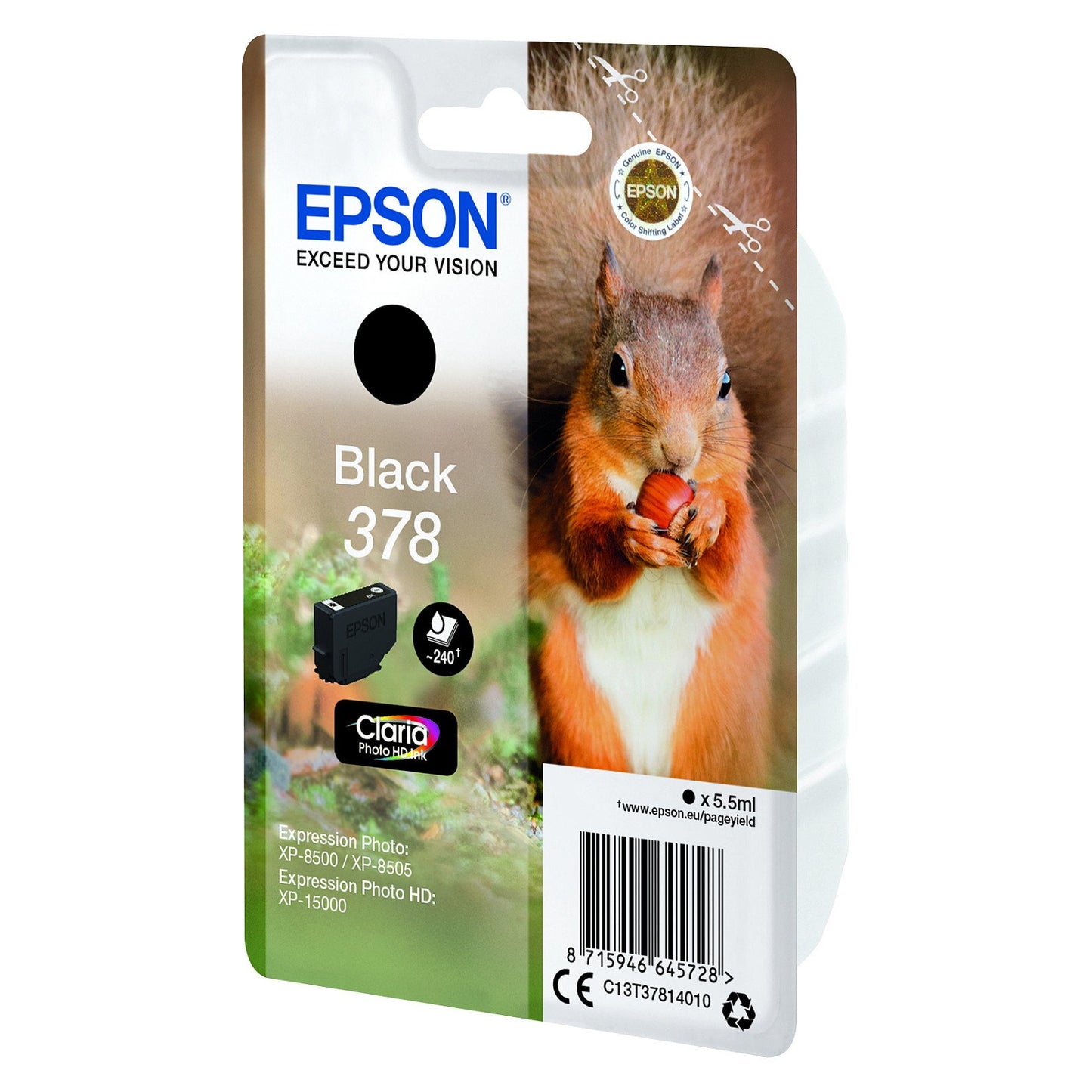 Epson Tinte 378 C13T37814010 Schwarz bis zu 240 Seiten