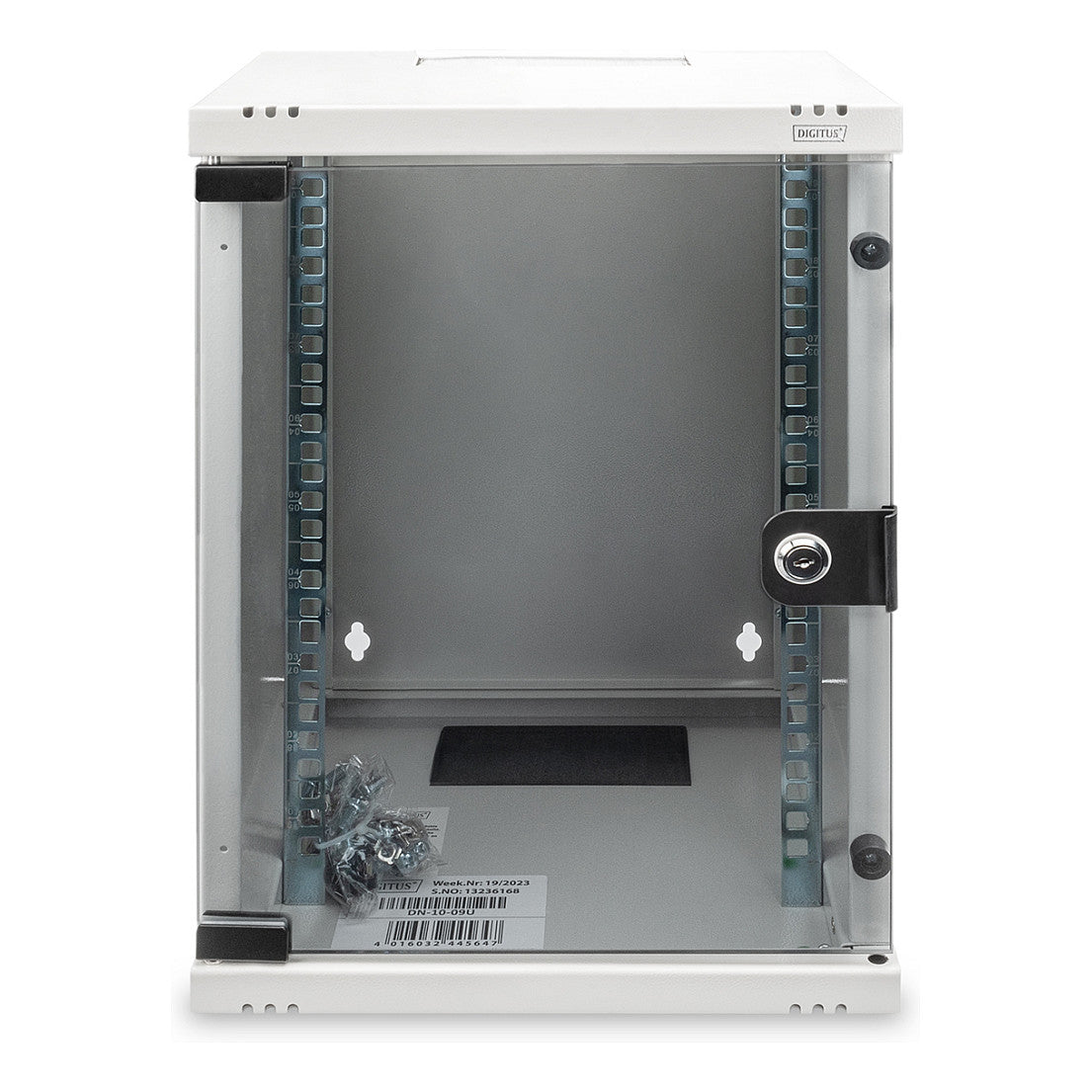 DIGITUS Wandschrank Compact 9HE 254mm 10" Glastür grau