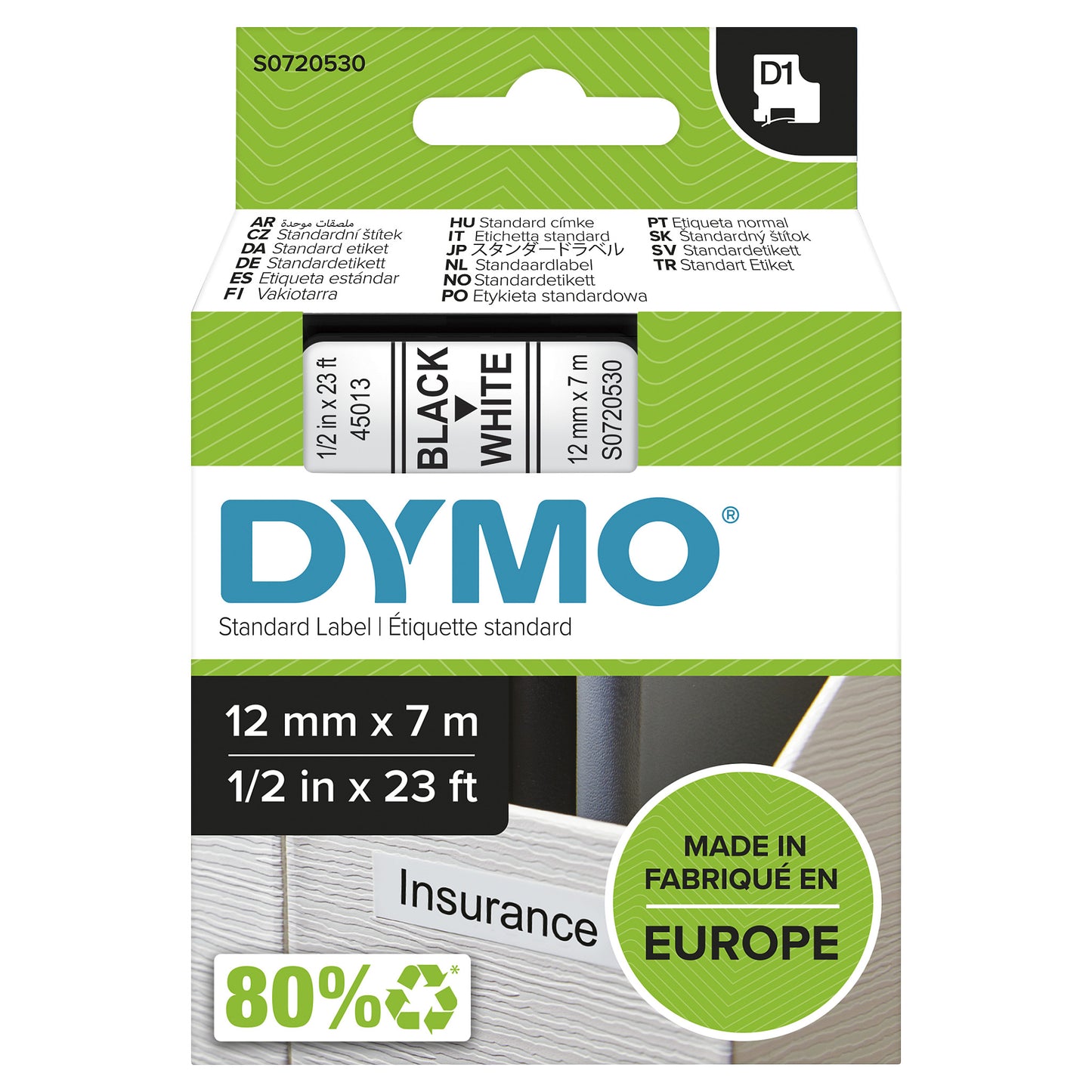 Dymo D1 Schriftband 45013 (S0720530) 12mm x 7m