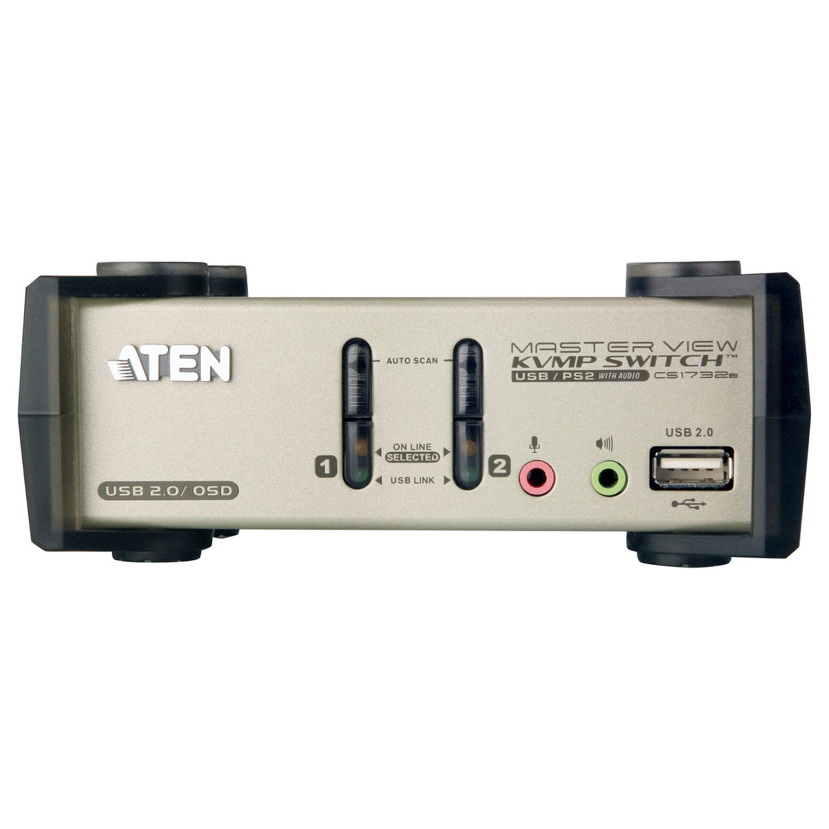 DATA KVM Desktop Switch 2-Port USB - PS/2 VGA KVM Switch with Audio & USB 2.0 Hub (KVM Cables included) ATEN