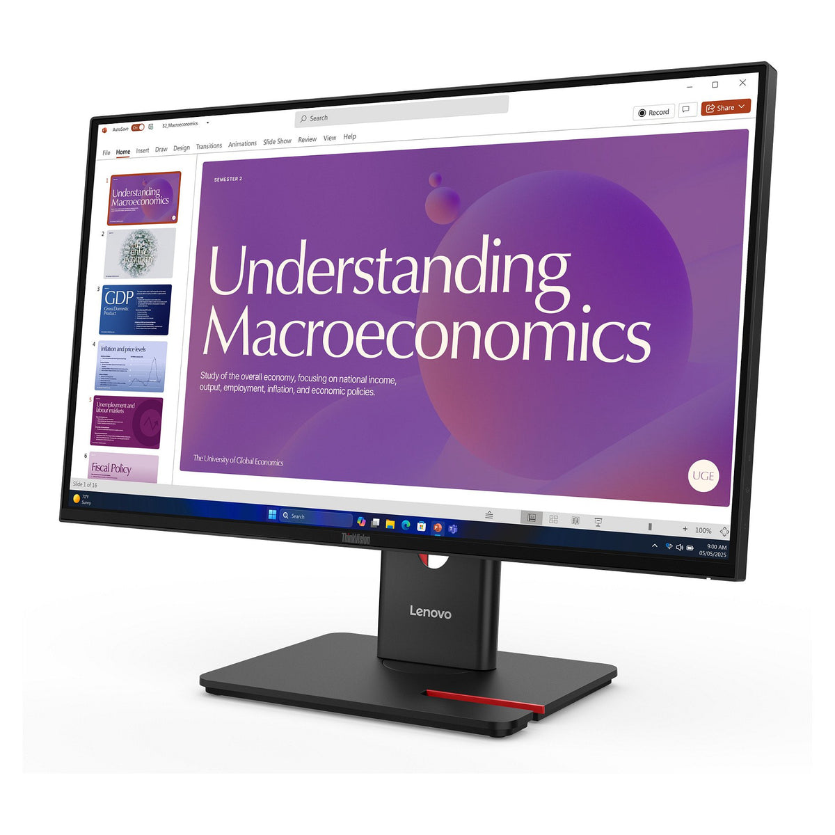 60,5cm/23,8" (1920x1080) Lenovo ThinkVision T24D-40 16:9 FHD IPS 4ms 120Hz HDMI DisplayPort USB-C USB LAN VESA Speaker Black
