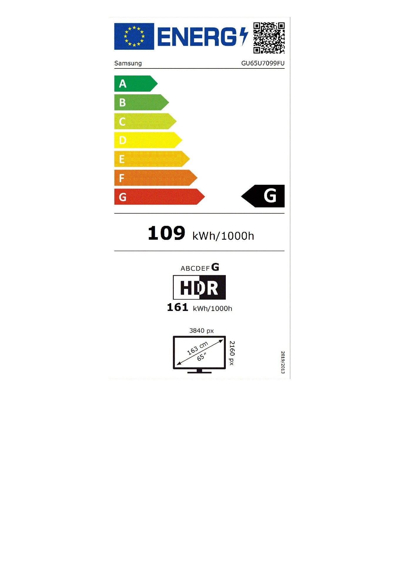 163cm/65" (3840x2160) Samsung GU65U7099FUXZG 16:9 LCD/LED 50Hz 3x HDMI USB WLAN Triple-Tuner HDR10+ Smart TV Black