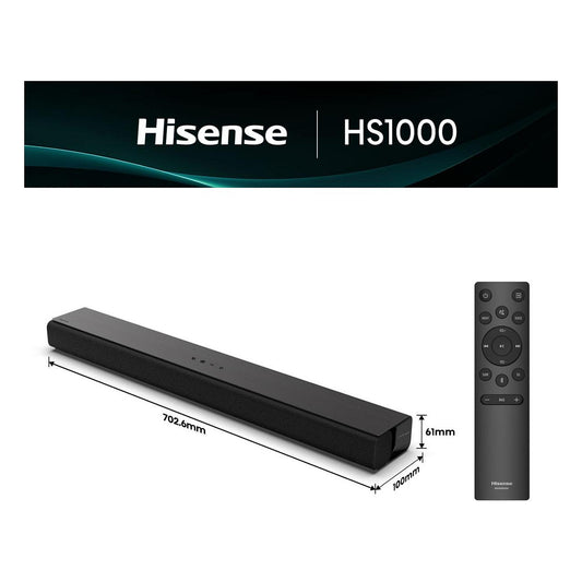 Hisense HS1000 Soundbar (schwarz, Bluetooth, HDMI, USB, AUX, Optisch)