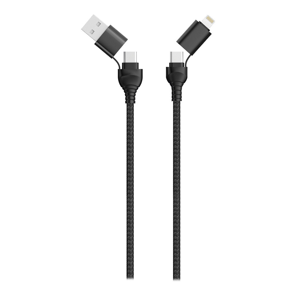 2GO USB / Type C Ladekabel 4 in 1 USB A, Lighn. 1,2m sw