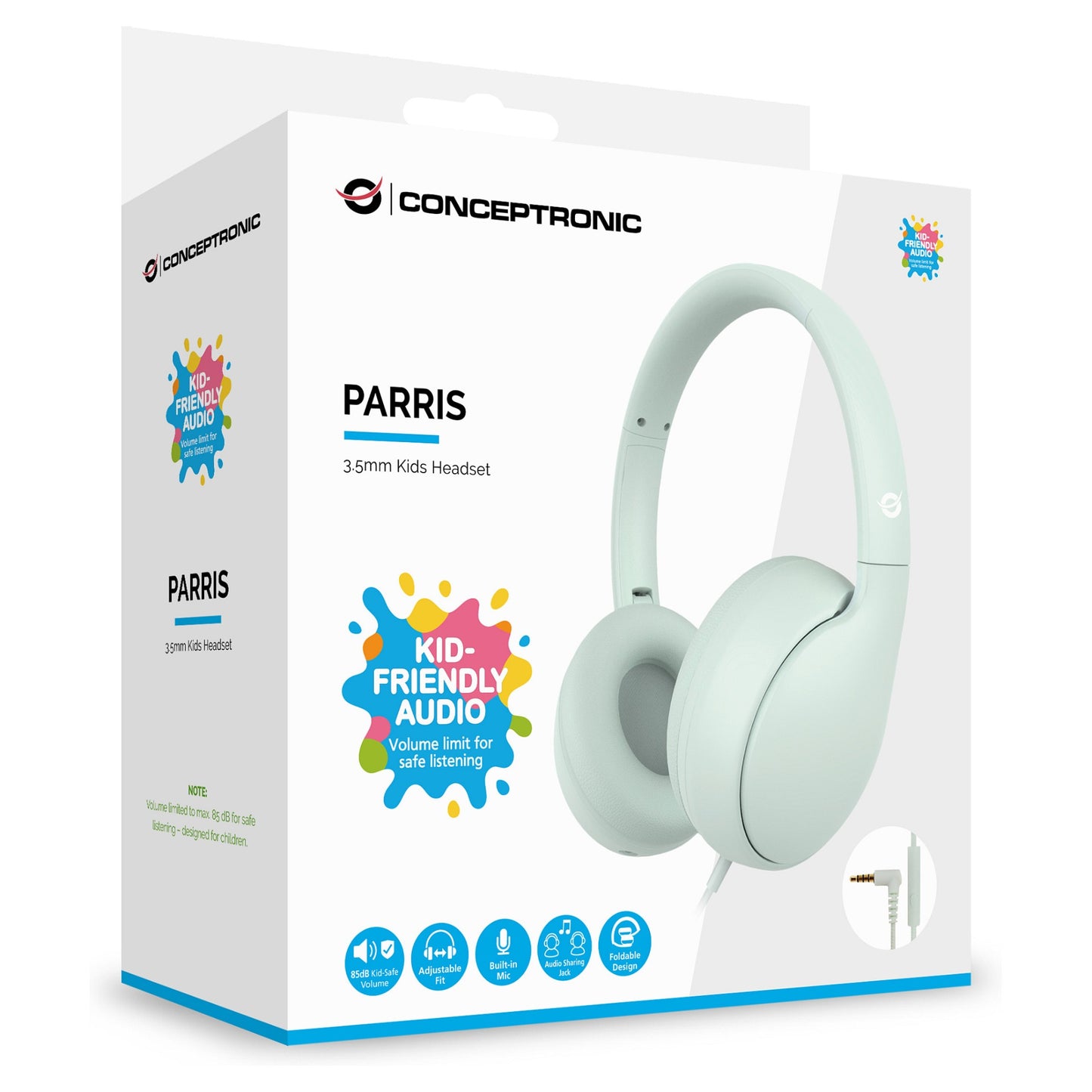 CONCEPTRONIC Kids Headset +Schalter 85dB 1.60m green