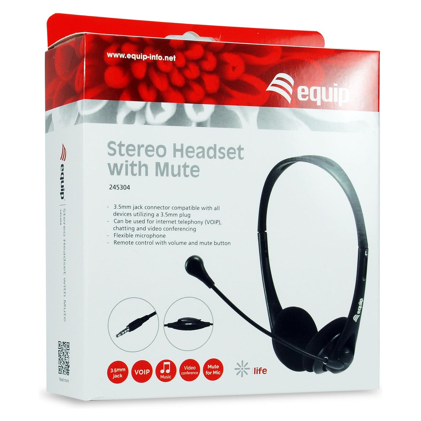 Equip Stereo-Headset Wired mit Mikro 3,5mm 1.80m schwarz