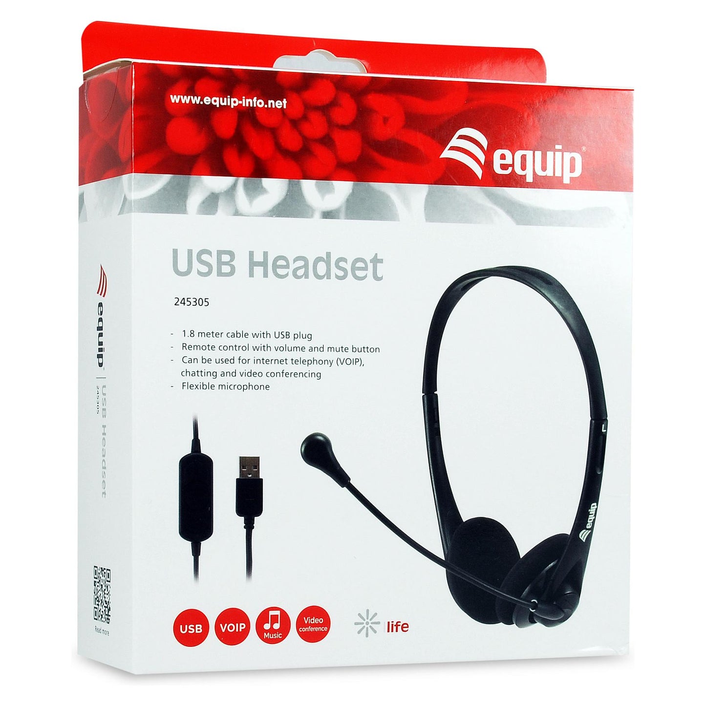 Equip Stereo-Headset Wired mit Mikro USB-A 1.80m schwarz