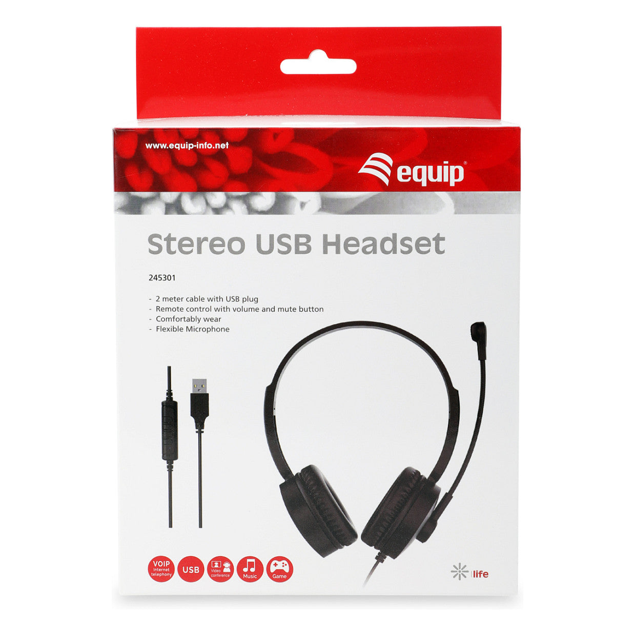 Equip Stereo-Headset Wired mit Mikro USB-A 2.00m schwarz