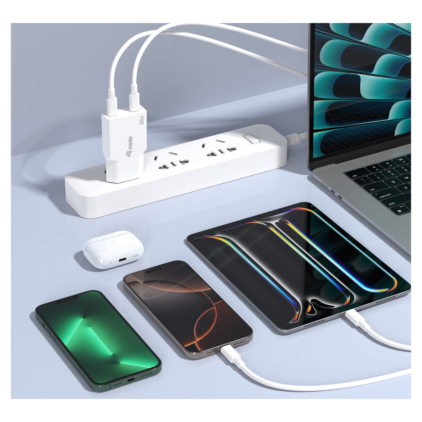 Equip Ladegerät 2Port USB-C PD3.0/USB-A GaN Slim 30W weiß