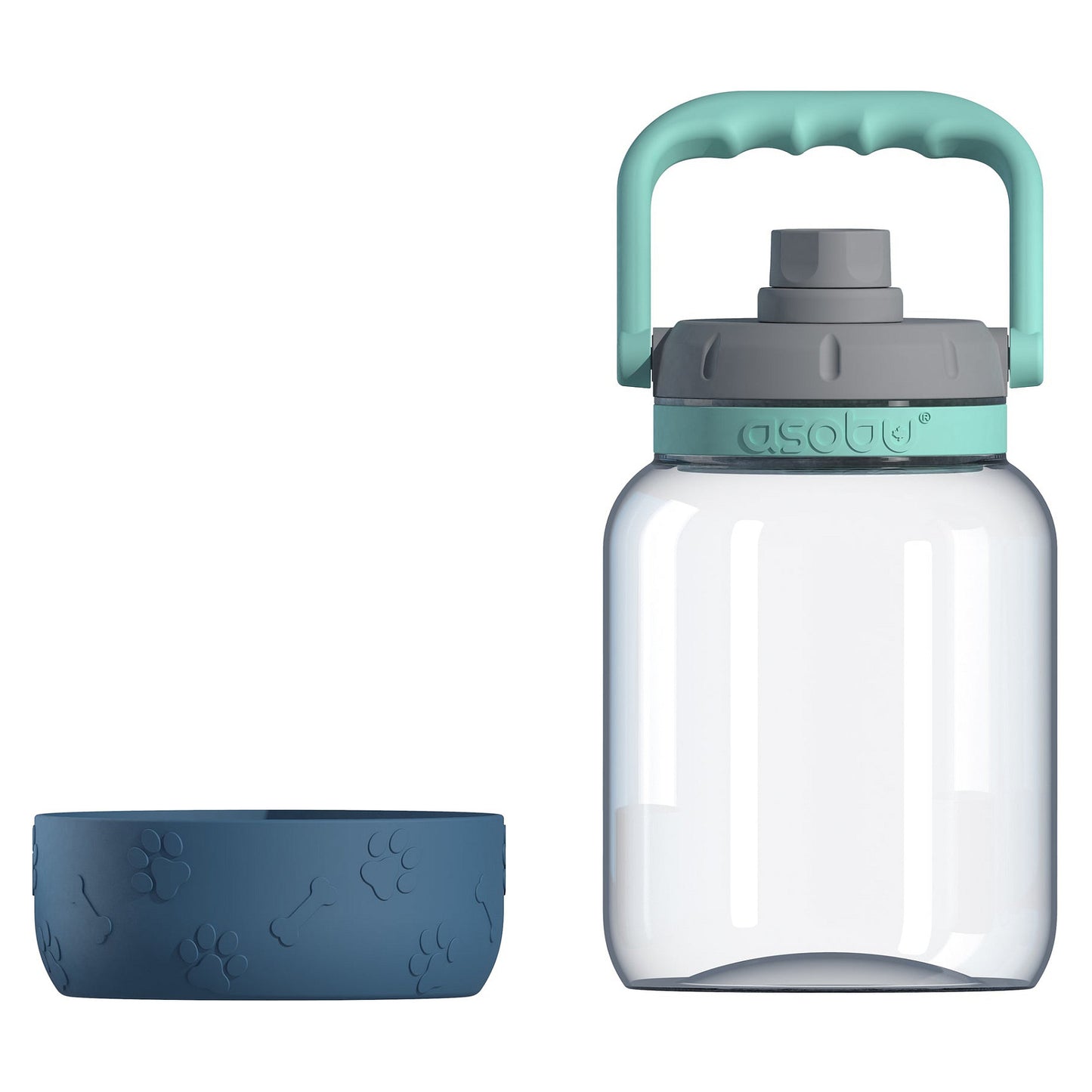 Asobu - The Barkley Dog Bowl - Tritanflasche 1,5 Liter mit Hundenapf blau