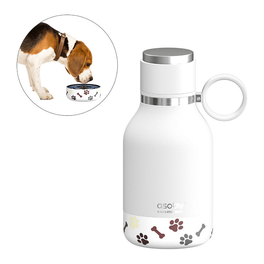 Asobu - Dog Bowl - Edelstahlflasche mit Hundenapf 1 Liter Wei