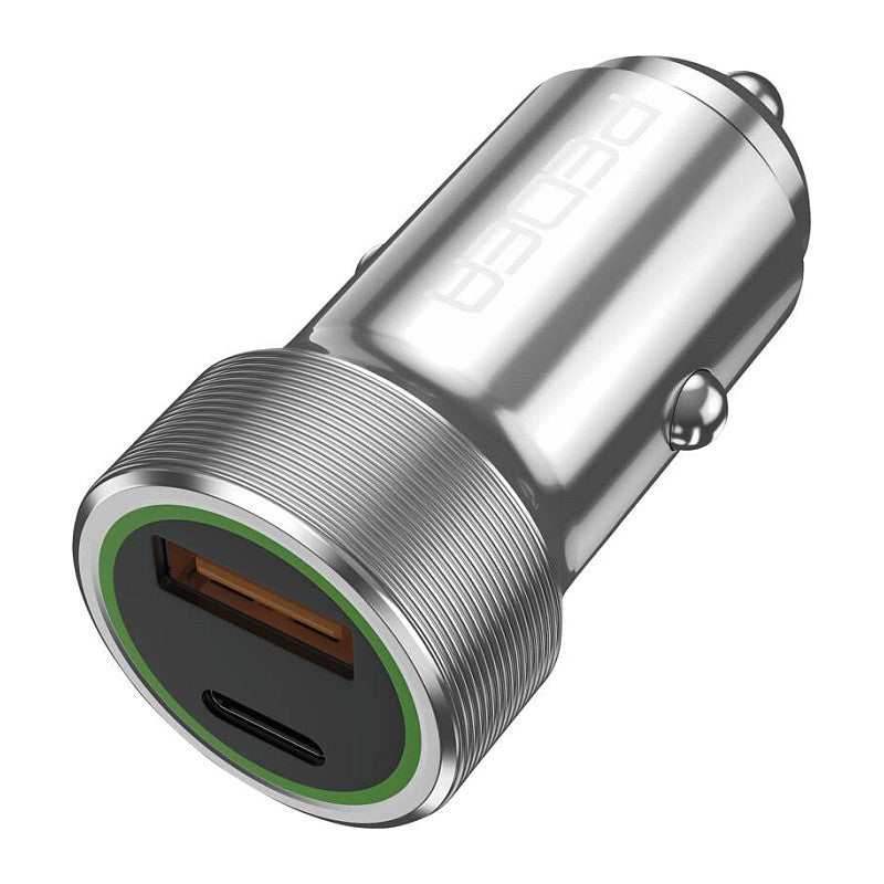 PEDEA 20W USB-C (PD) KFZ-Schnellladegerät 12/24V - 2-Ports Mehrfach Handy-Ladegerät mit USB-C und USB-A, silber