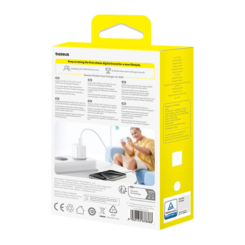 Baseus PicoGo GaN Ladegert 45W EU Wei