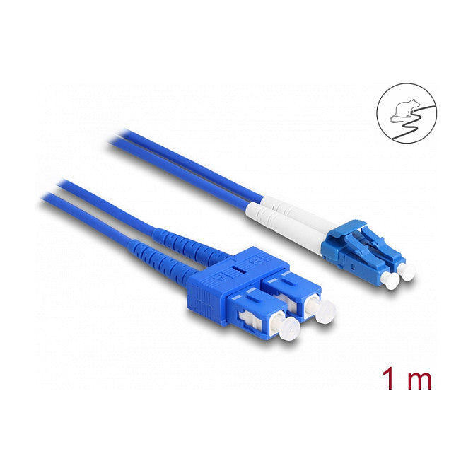 LWL Kabel mit Metallarmierung LC Duplex zu SC Duplex Singlemode OS2 1 m