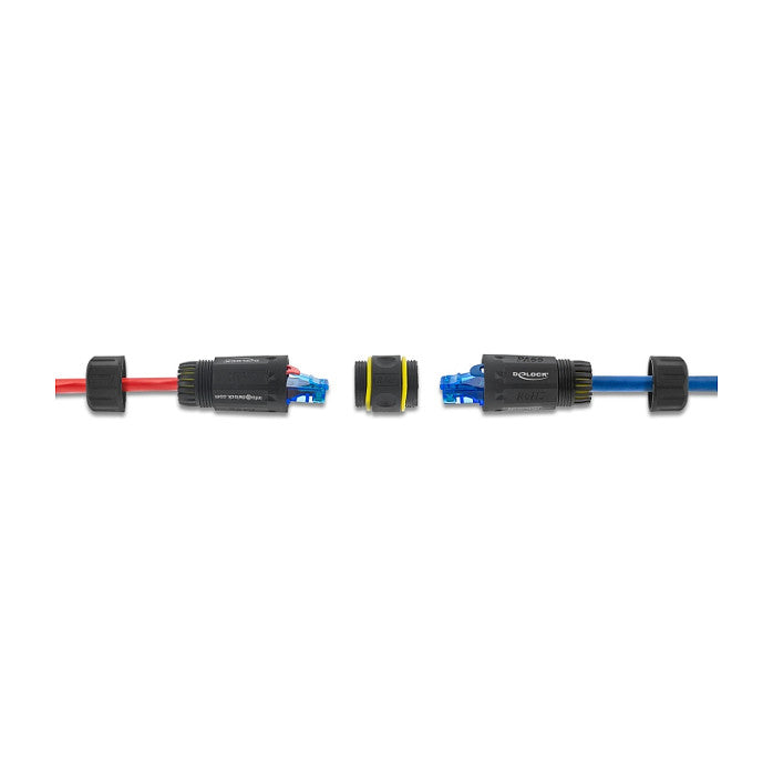 Kabelverbinder RJ45 Buchse zu RJ45 Buchse mit M23 Gewinde geeignet für Cat.6a / Cat.7 Netzwerkkabel IP68 staub- und wasserdicht
