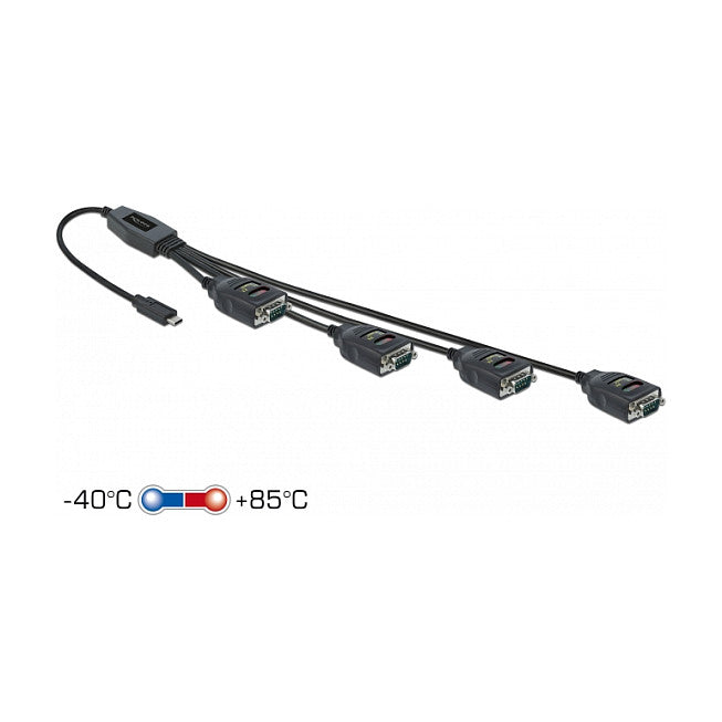 Adapter USB Type-C™ zu 4 x Seriell RS-232 DB9 mit 15 kV ESD Schutz