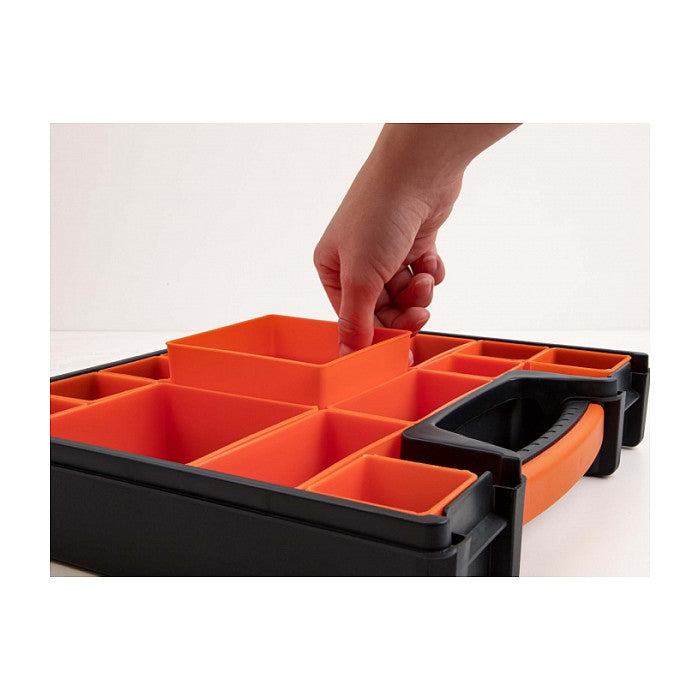 Sortimentsbox mit 14 Fächern 312 x 272 x 60 mm orange / schwarz