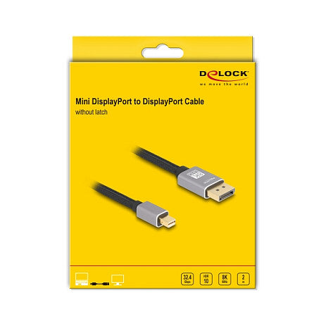 Mini DisplayPort zu DisplayPort Kabel 8K 60 Hz 2 m grau Metall ohne Einrastfunktion