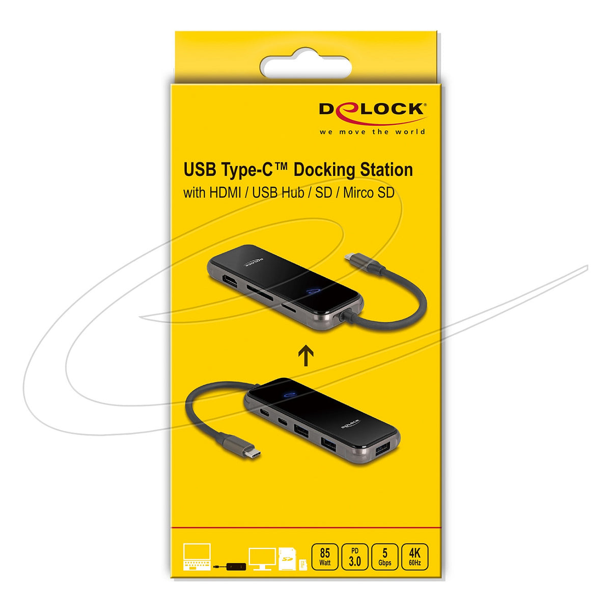 USB Type-C™ Dockingstation 4K - HDMI / USB Hub / SD - Micro SD Slot / PD 3.0 85 W Oberfläche aus gehärtetem Glas