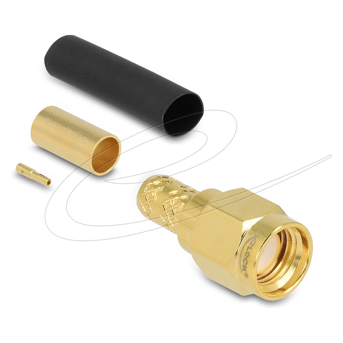 RP-SMA Stecker zum Crimpen LMR200 mit passendem Schrumpfschlauch