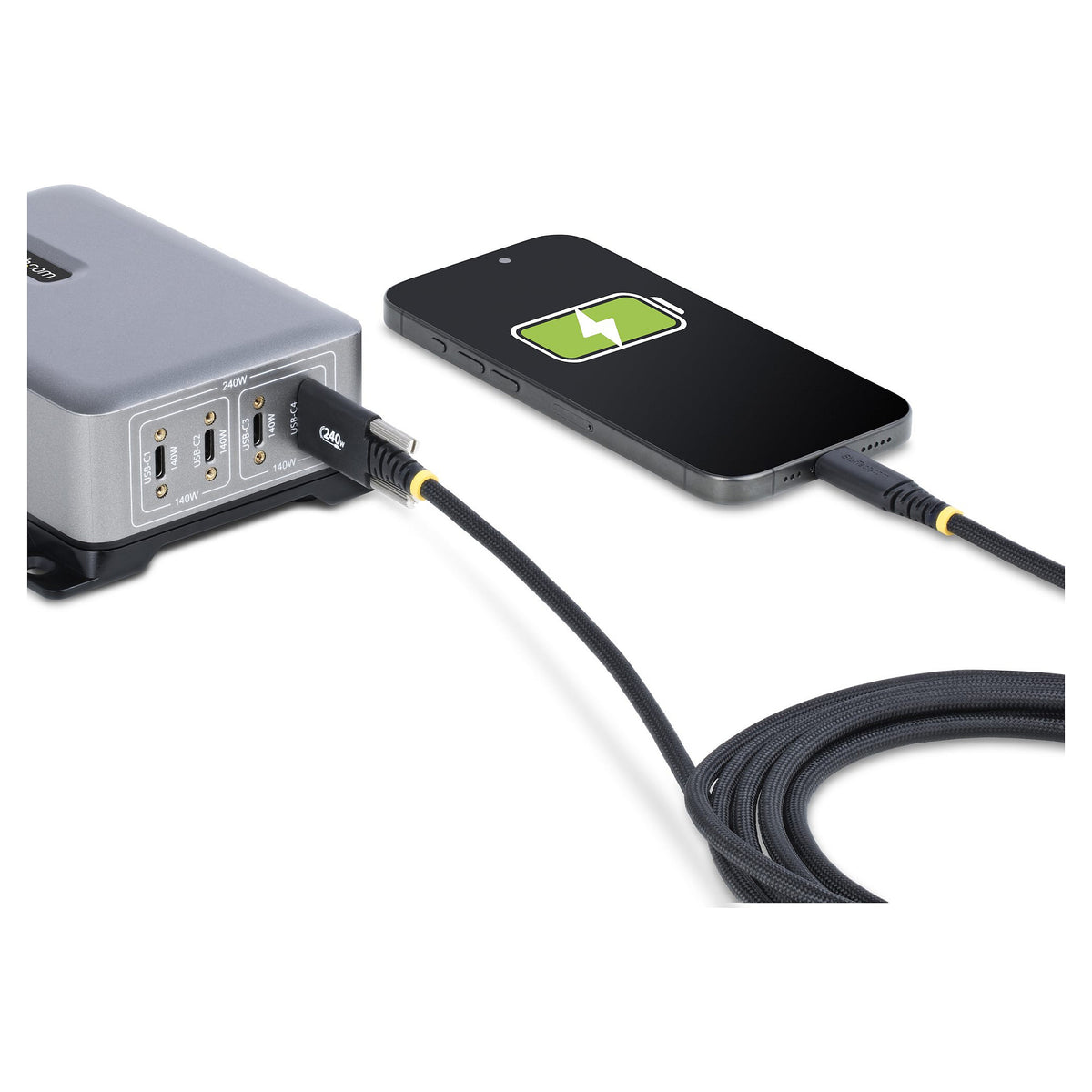 STARTECH.COM 2m USB-C-Ladekabel Schraubensicherung 240W 5A PD EPR Laptop-Ladekabel Nylon Geflochten USB-IF zertifiziert
