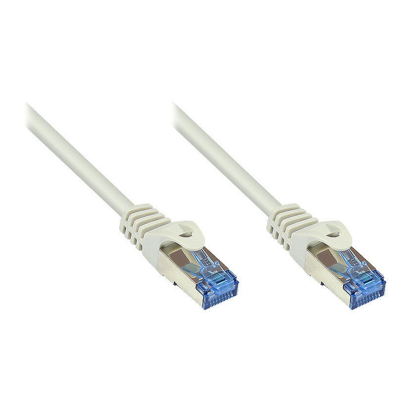 GoodConnections Patchkabel mit Rastnasenschutz, Cat. 6A, S/FTP, PiMF, halogenfrei, 500MHz, grau, 2m,