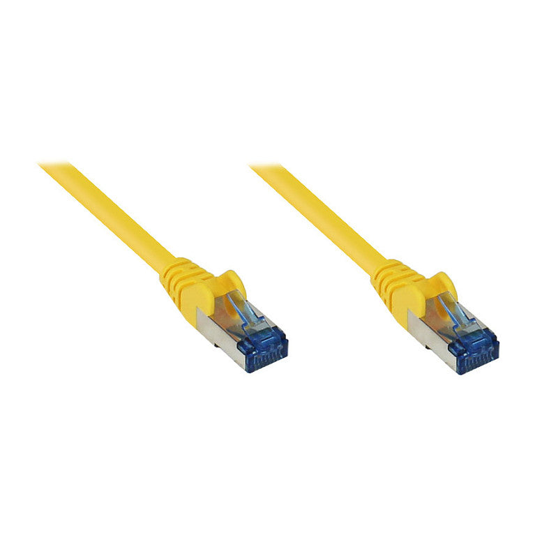 GoodConnections Patchkabel mit Rastnasenschutz, Cat. 6A, S/FTP, PiMF, halogenfrei, 500MHz, gelb, 7,5m,