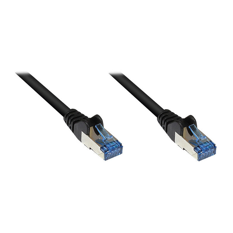 GoodConnections Patchkabel mit Rastnasenschutz, Cat. 6A, S/FTP, PiMF, halogenfrei, 500MHz, schwarz, 10m,