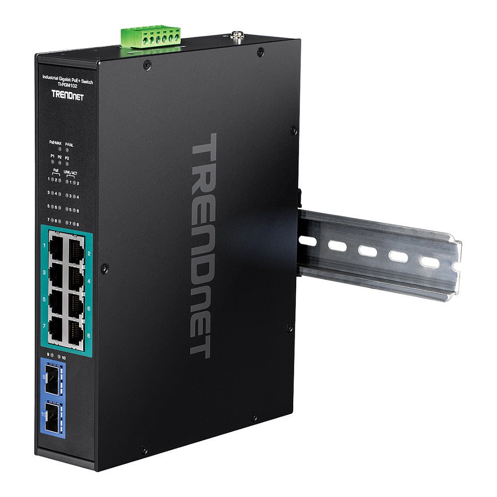 TRENDnet TI-PGM102 10 Port Rail Switch Industrial Gigabit PoE+