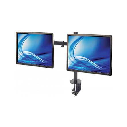 MANHATTAN Tischhalterung mit Monitorarm fuer zwei Displays von 33,02-81,28cm 13-32Zoll und bis 8kg zweifach schwenkbar schwarz