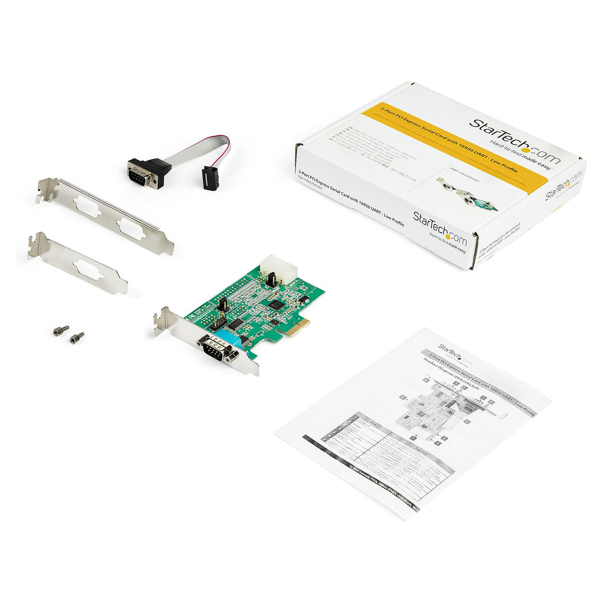 STARTECH.COM 2 Port Serielle Schnittstellenkarte PCIe mit 16950 UART - Serial Adapter - 921,4 Kbps - Windows und Linux
