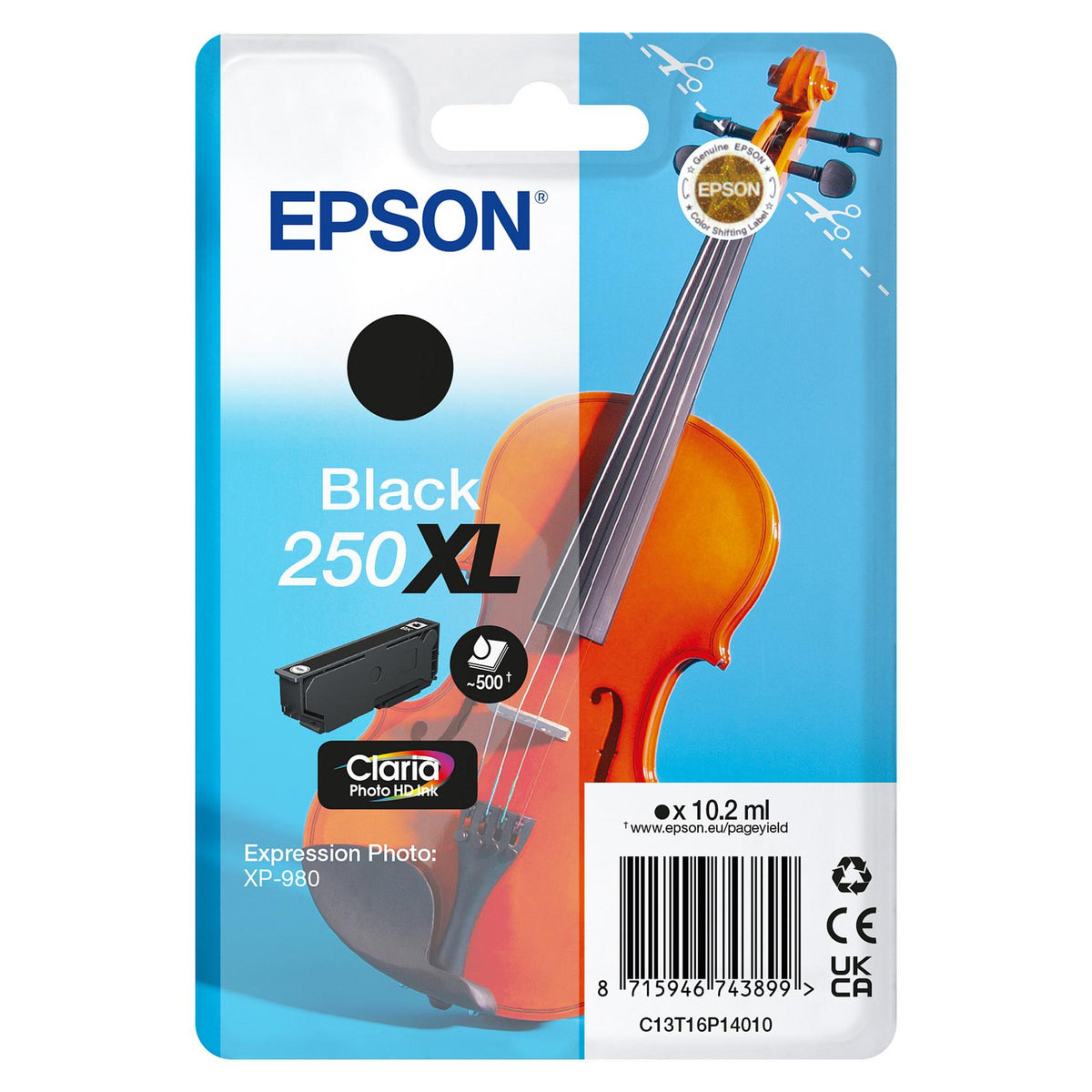 EPSON Tinte schwarz 10.2ml XP 980, ''250XL''