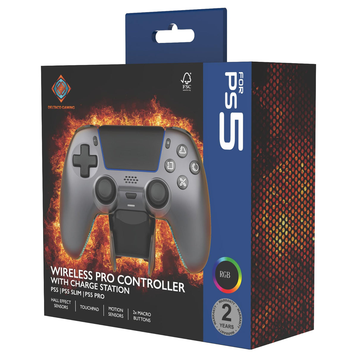 Deltaco Controller inkl. Ladestation Wireless steelgray PS5