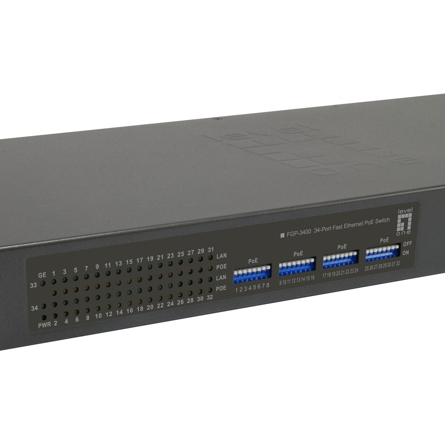 Switch 34x FE FGP-3400W250 2xGE 19" 250W 32xPoE