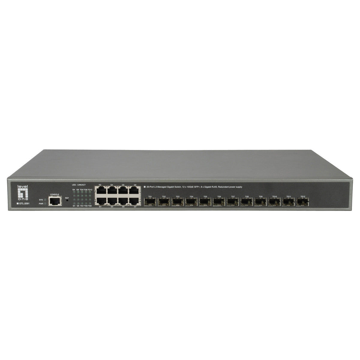 Switch 8x GE GTL-2091 12x10GSFP+19"