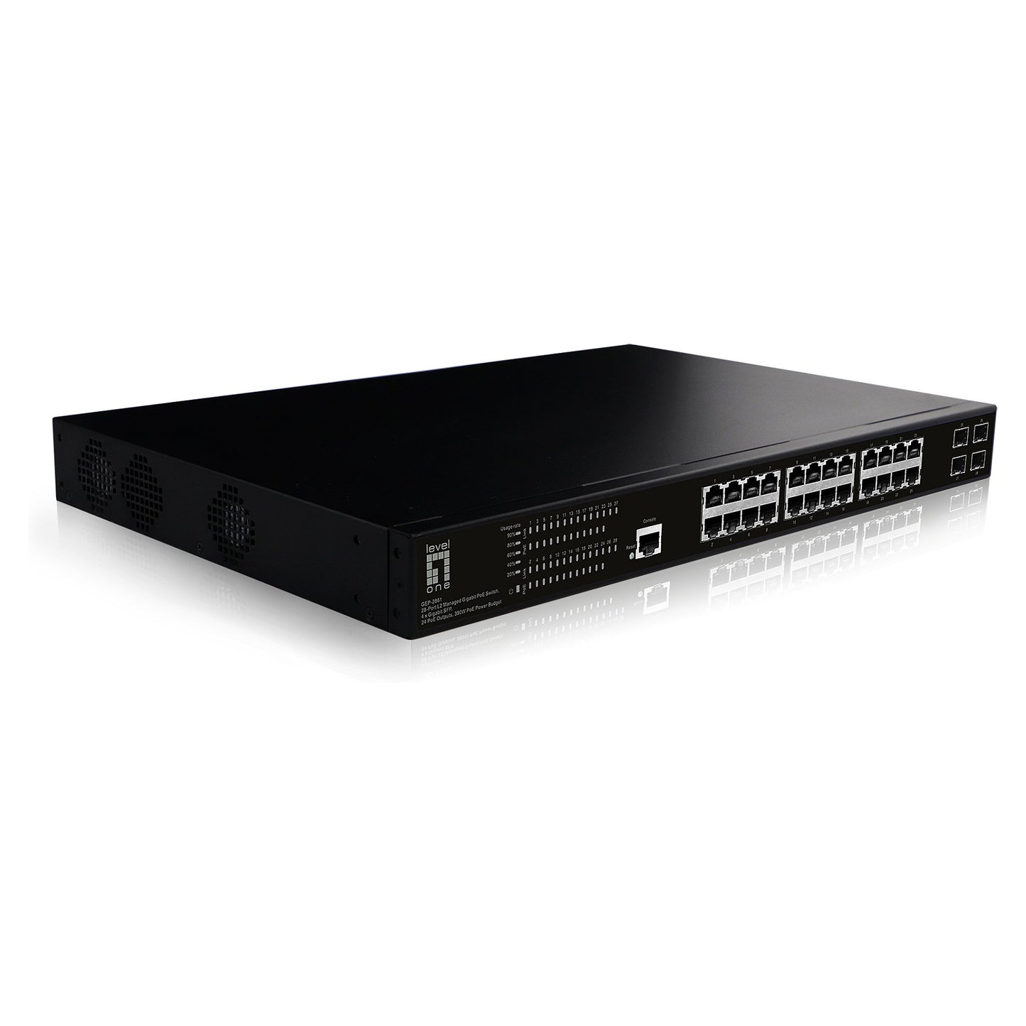 Switch 28xPort GEP-2861 4xGSFP 19" 390W 24xPoE+