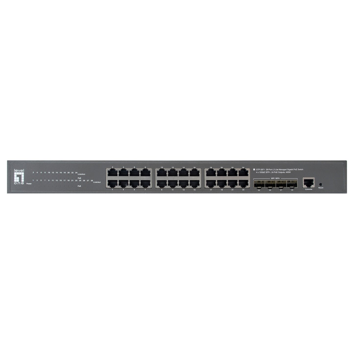Switch 24x GE GTP-2871 4x10GSFP+19" 400W 24xPoE+