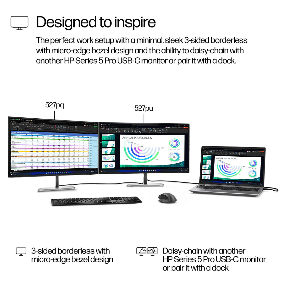 68,6cm/27" (2560x1440) HP Pro 527pq 16:9 IPS 5ms 100Hz HDMI 2x DisplayPort USB-C USB-Hub VESA Speaker Black/Silver