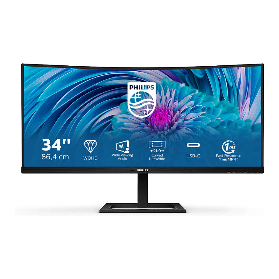 86,36 cm/34" (3440x1440) Philips 346E2CUAE/00 21:9 WQHD VA 4ms 100Hz USB-C HDMI DisplayPort VESA Black