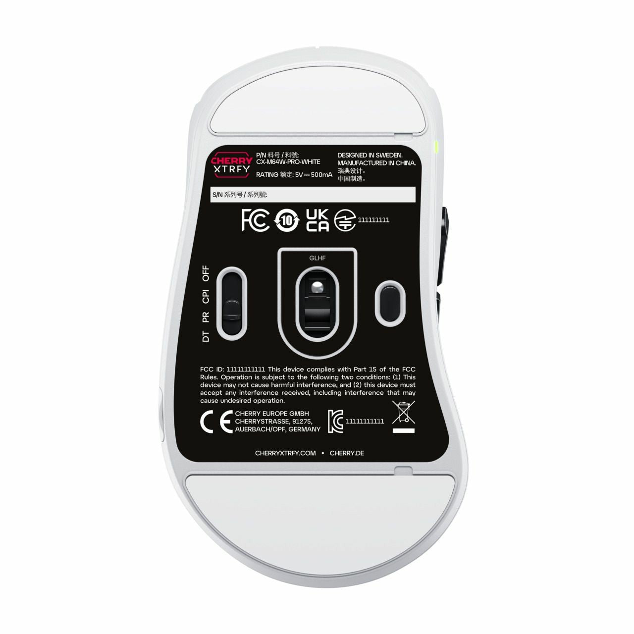 Cherry XTRFY CX-M64W-PRO-WHITE Wireless Maus