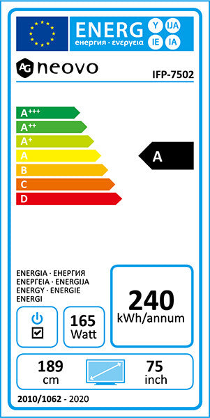 AG neovo IFP-7503 190.5" LED black (Speditionsversand)