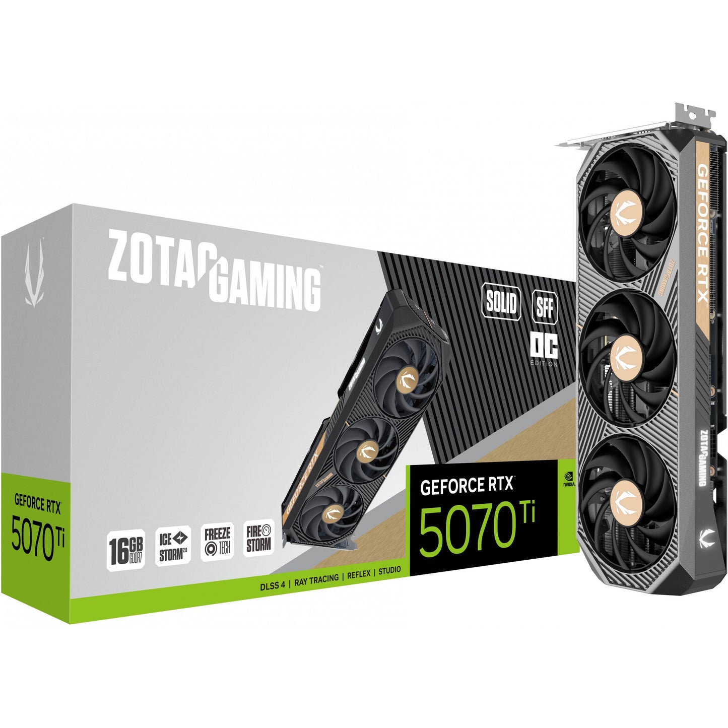 RTX 5070 TI 16 GB Zotac Solid SFF OC 16 GB GDDR73-Lüfter