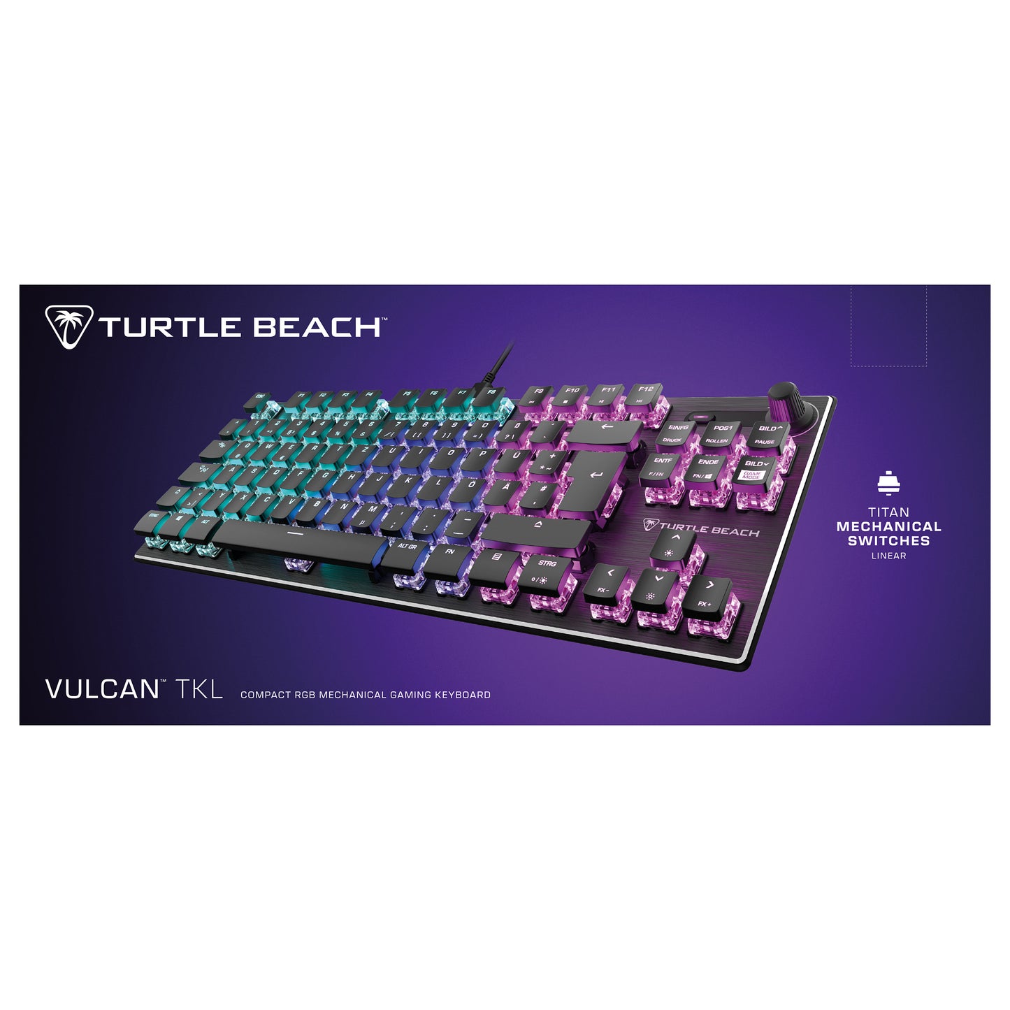 Turtle Beach Vulcan TKL AIMO Gaming-Tastatur. Red Switch