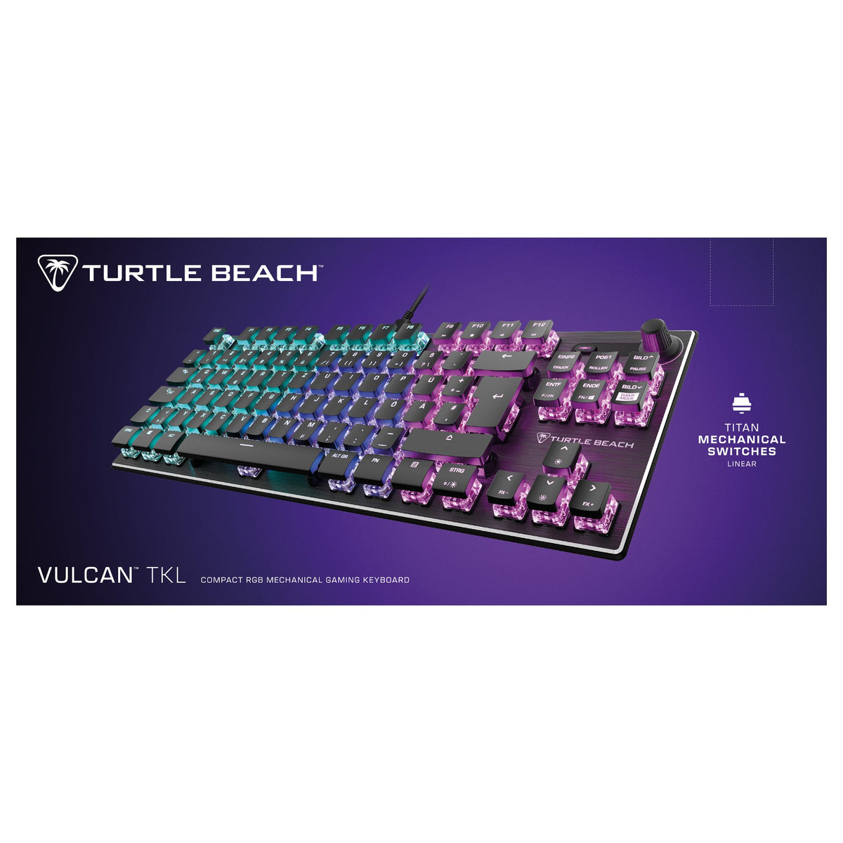 Turtle Beach Vulcan TKL AIMO Gaming-Tastatur. Red Switch