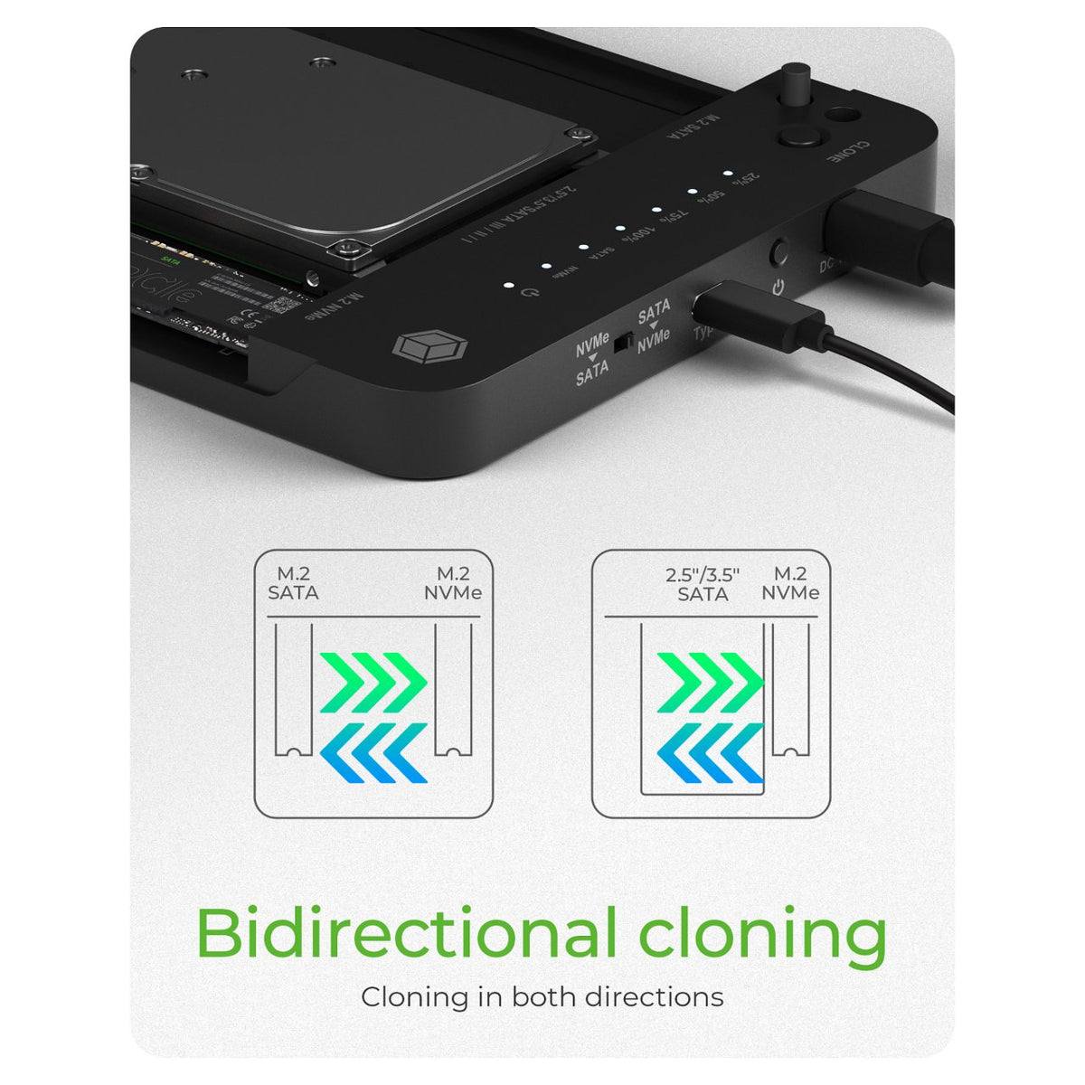 ICY BOX Dockingstation 6.4cm (2.5) & SATA & M.2 NVMe - USB 3.2