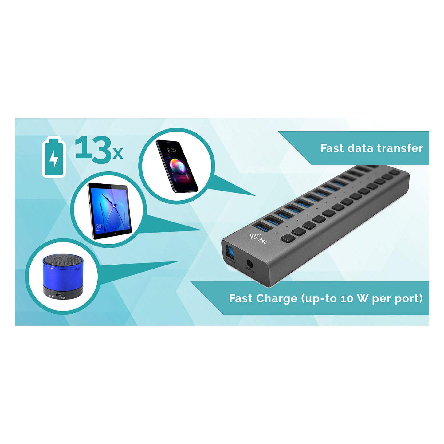 D I-TEC USB 3.0 HUB 13 PORT 60 W